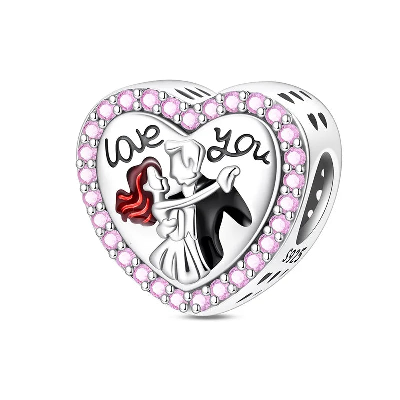 925 Sterling Silber Original Charms Perle CZ Zirkon Liebe Mama Rosa Herz Anhänger Passend für Armband DIY Damen Schmuck Geschenk für Freundin