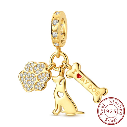Neue Original Charms Perlen Anhänger 925 Sterling Silber Teddy Pudel Hund Katze Universal Schnalle Charms Fit Armband DIY Schmuck Geschenk