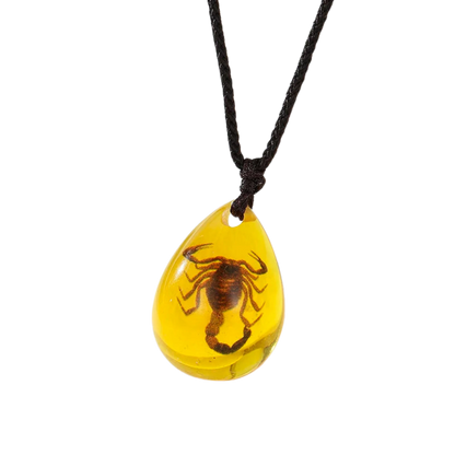Retro Bernstein-Anhänger-Halskette, Modischer Insekten-Goldener-Skorpion-Bernstein-Tropfen-Anhänger, Halskette für Männer und Frauen, Accessoires