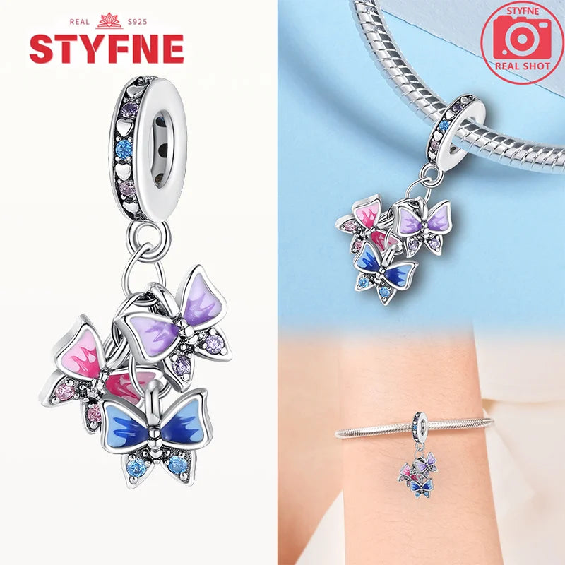 Neue Silber 925 Blaue Libelle Schmetterling Charms Perlen Fit Original Armband für Frauen DIY Edlen Schmuck Zubehör Perlen Geschenke