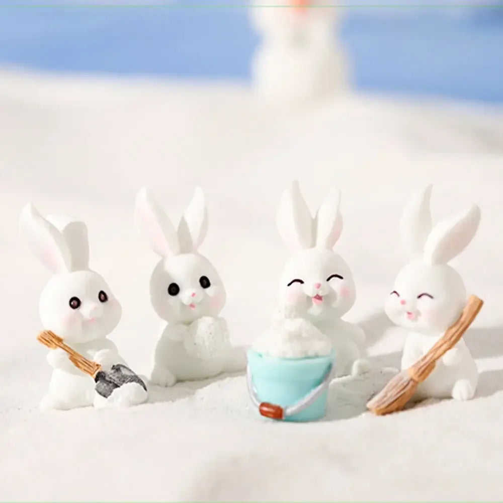 Figuren Miniatur Niedlicher Schneemann Hase Weihnachtskaninchen Mikrolandschaft Ornament Schreibtischzubehör Feengarten Heimdekoration