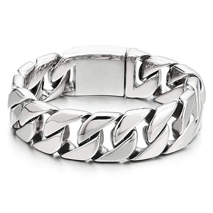 20/26/31MM 316L Edelstahl Curb Kubanisches Armband Riesige Schwere Silber Farbe Ton Schmuck Herren Frauen Biker Bike Kette Armbänder