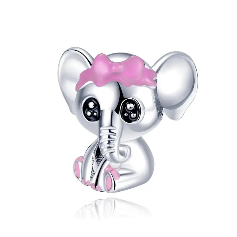 Animal Series Charms aus 925er-Sterlingsilber, Kaninchen, Katze, Pfau, Elefant, Türkei, Hund, passend für DIY-Armbänder, Halsketten, niedliche dekorative Geschenke