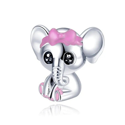 Animal Series Charms aus 925er-Sterlingsilber, Kaninchen, Katze, Pfau, Elefant, Türkei, Hund, passend für DIY-Armbänder, Halsketten, niedliche dekorative Geschenke