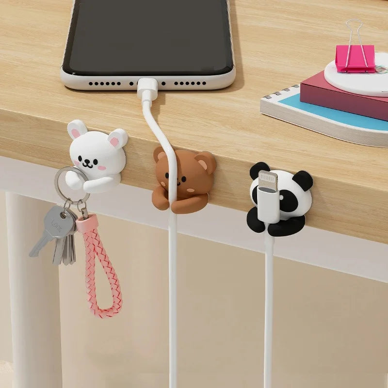 Nette Cartoon Tiere Kabel Clip Wickler Organizer Runde Ladegerät Kabel Clips Schreibtisch Ordentlich Management Draht Kleber Halter Klemme Büro