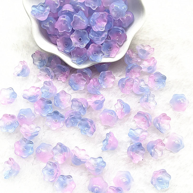 Neue 20 teile/los 7X12mm Bunte Bellflower Lampwork Perlen Kappen Glas Spacer Perlen für Schmuck Machen DIY Armbänder haarnadel
