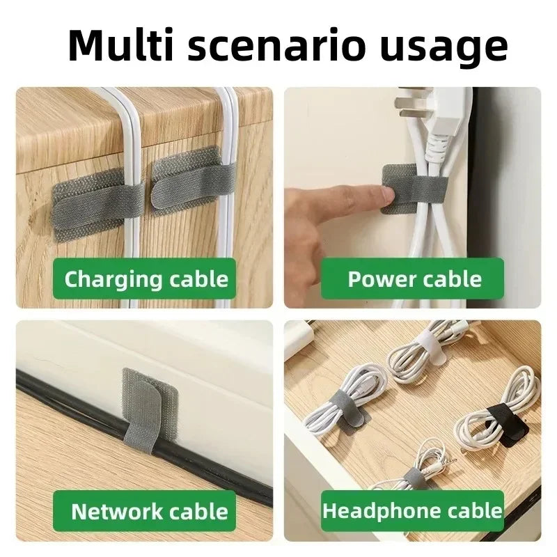 10–200 Stück wiederverwendbarer Kabel-Organizer für Schreibtisch, Drahtwickler, Kabelbinder-Organizer, selbstklebende Kabel-Seilhalter, Kordelschutzgurte