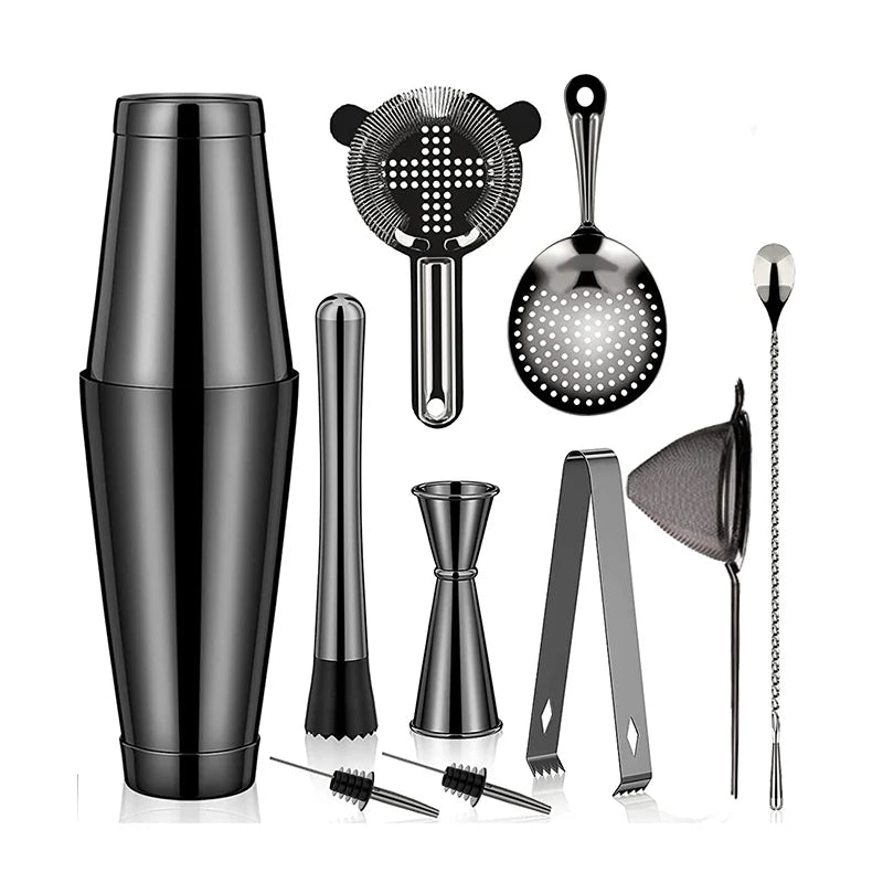 Cocktail Shaker Bar Set: 2 Gewichteten Boston Shaker, Cocktail Sieb Set,Jigger,Muddler und Löffel, eis Tong und 2 Flasche Ausgießer
