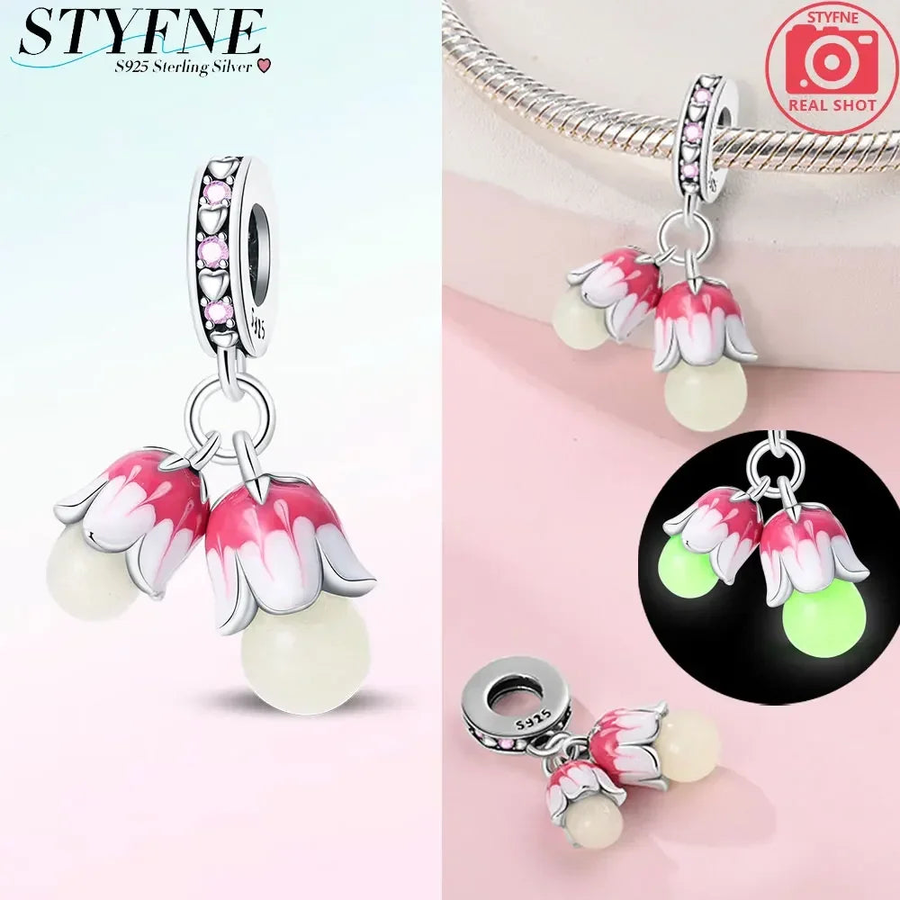 Romantische elegante Blumen-Charms aus 925er Silber, Sonnenblume, Tulpe, Rose, Nelke, Anhänger, passend für Original-Armbänder, DIY-Herstellung von Schmuck, Geschenken