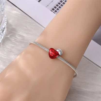 Rote Serie 925er Sterlingsilber Kamera Apfel Herzförmiger Koi Feuerwerkskörper Gott Reichtum Charm Passend für DIY Armband Halskette Partygeschenke