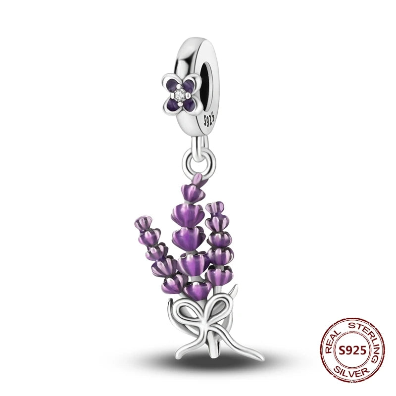 Gelber Sonnenblumen-Charm aus 925er Silber, Original-Zirkon, Kolibri, Einhorn-Charms, passend für Armbänder, DIY-Schmuck für Frauen, Hochzeitsgeschenk