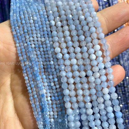 Natürliche Stein Perlen Facettierte Rubin Rot Chalcedon Runde Lose Spacer Perlen Für Schmuck Machen DIY Armband Halskette 2MM 3MM 4MM