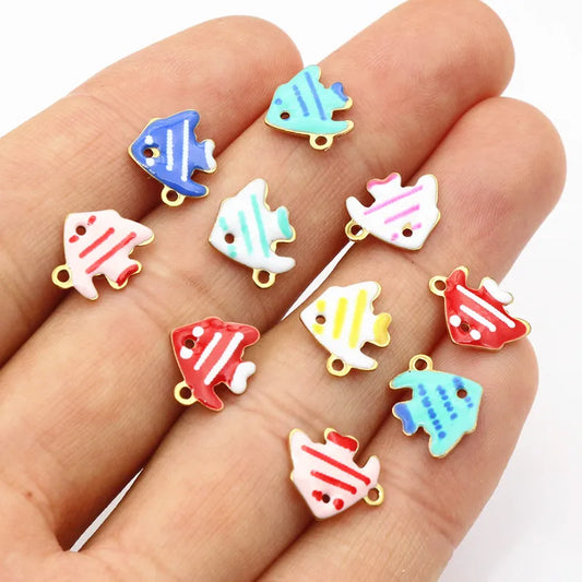20 Stück 11x9mm Edelstahl Fisch Emaille Charms Anhänger Edelstahl DIY Schmuck Herstellung Zubehör Ergebnisse