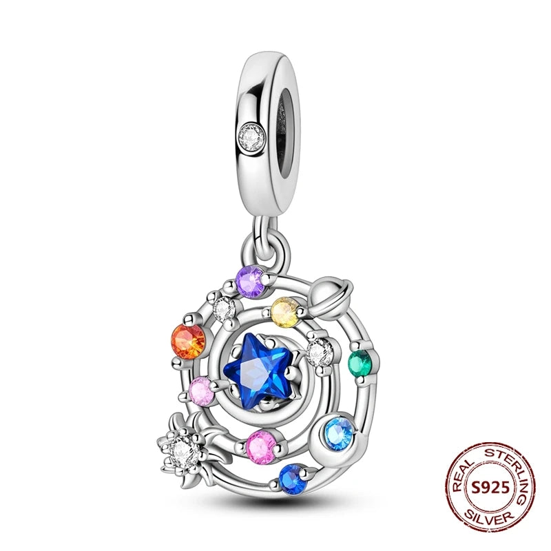 Gelber Sonnenblumen-Charm aus 925er Silber, Original-Zirkon, Kolibri, Einhorn-Charms, passend für Armbänder, DIY-Schmuck für Frauen, Hochzeitsgeschenk