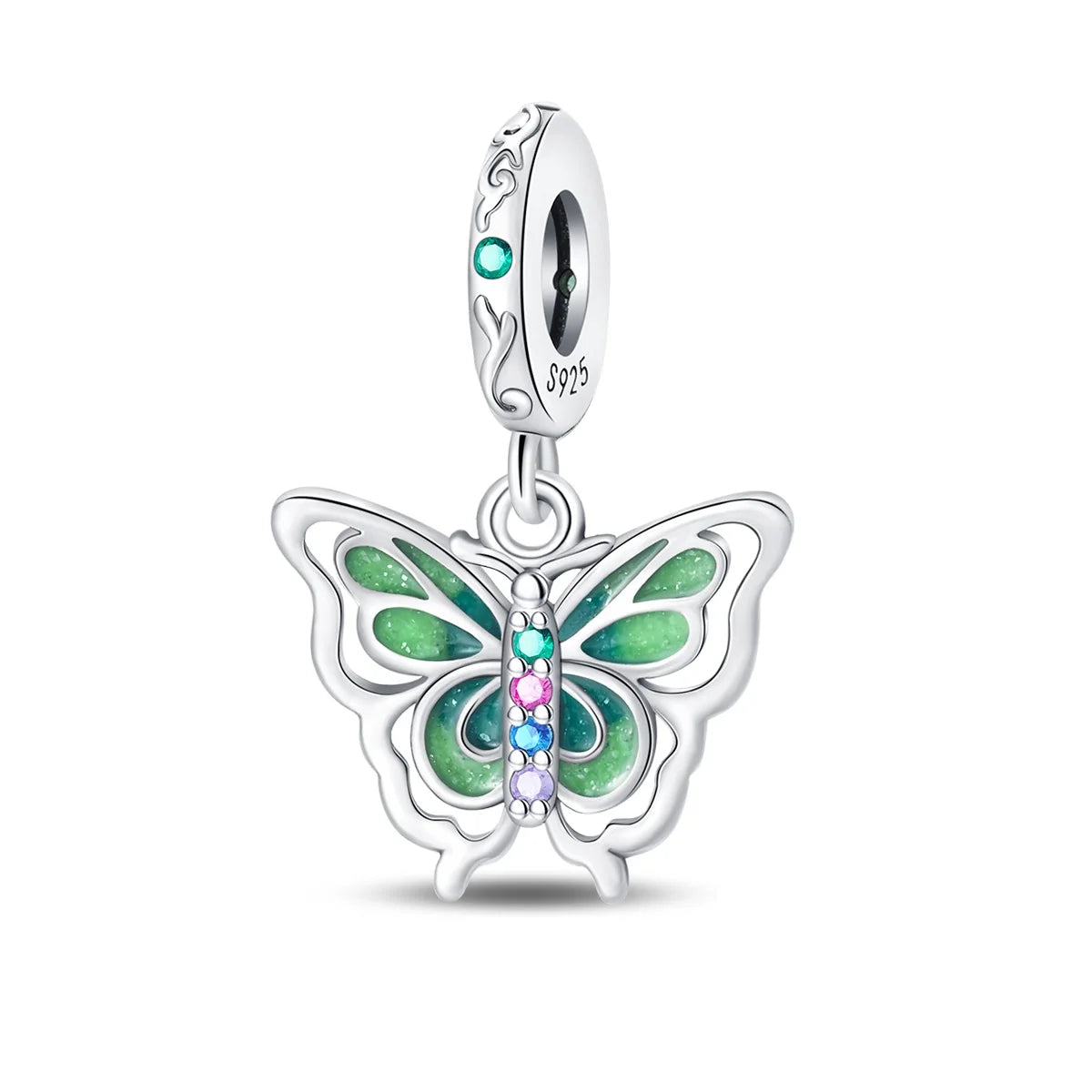 Glänzende Schmetterlingsanhänger aus 925er-Sterlingsilber mit flatternder Dunkelheit, passend für DIY-Armbänder, Halsketten, romantisches Geschenk, Paarung