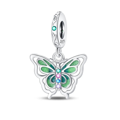 Glänzende Schmetterlingsanhänger aus 925er-Sterlingsilber mit flatternder Dunkelheit, passend für DIY-Armbänder, Halsketten, romantisches Geschenk, Paarung