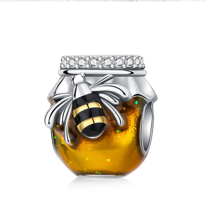 Charms-Perlen aus 925er-Sterlingsilber, modisches Biene- und Honigglas, Sonnenblume, Herbstserie, passend für Original-Armbänder, DIY-Schmuckherstellung