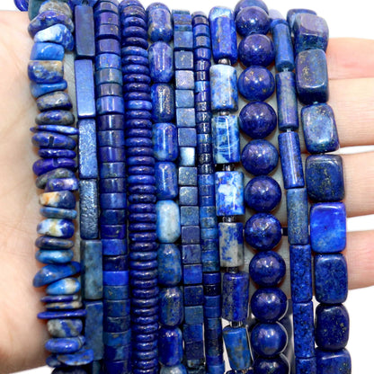 Natürliche Lapislazuli Runde Rohr Facettierte Lose Spacer Stein Perlen Für Schmuck Machen DIY Handgemachte Armbänder Halskette Zubehör