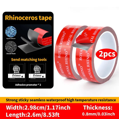 2 Rollen starkes doppelseitiges Klebeband, Acrylschaum-Klebeband, hochviskoses Klebeband, keine Spuren, Wandfixierungsaufkleber für die Auto-, Heim- und Industriebranche