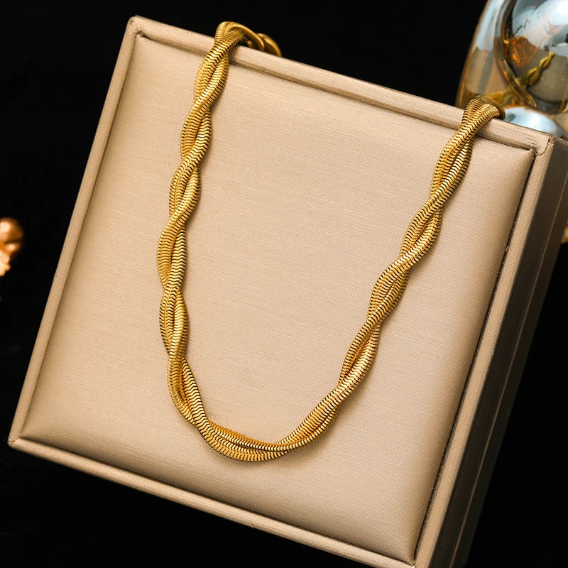 GANEMLY 316l Edelstahl Mode Blätter Kette Halskette für Frauen Charme 18K Metall Kragen Aussage Halskette Wasserdicht