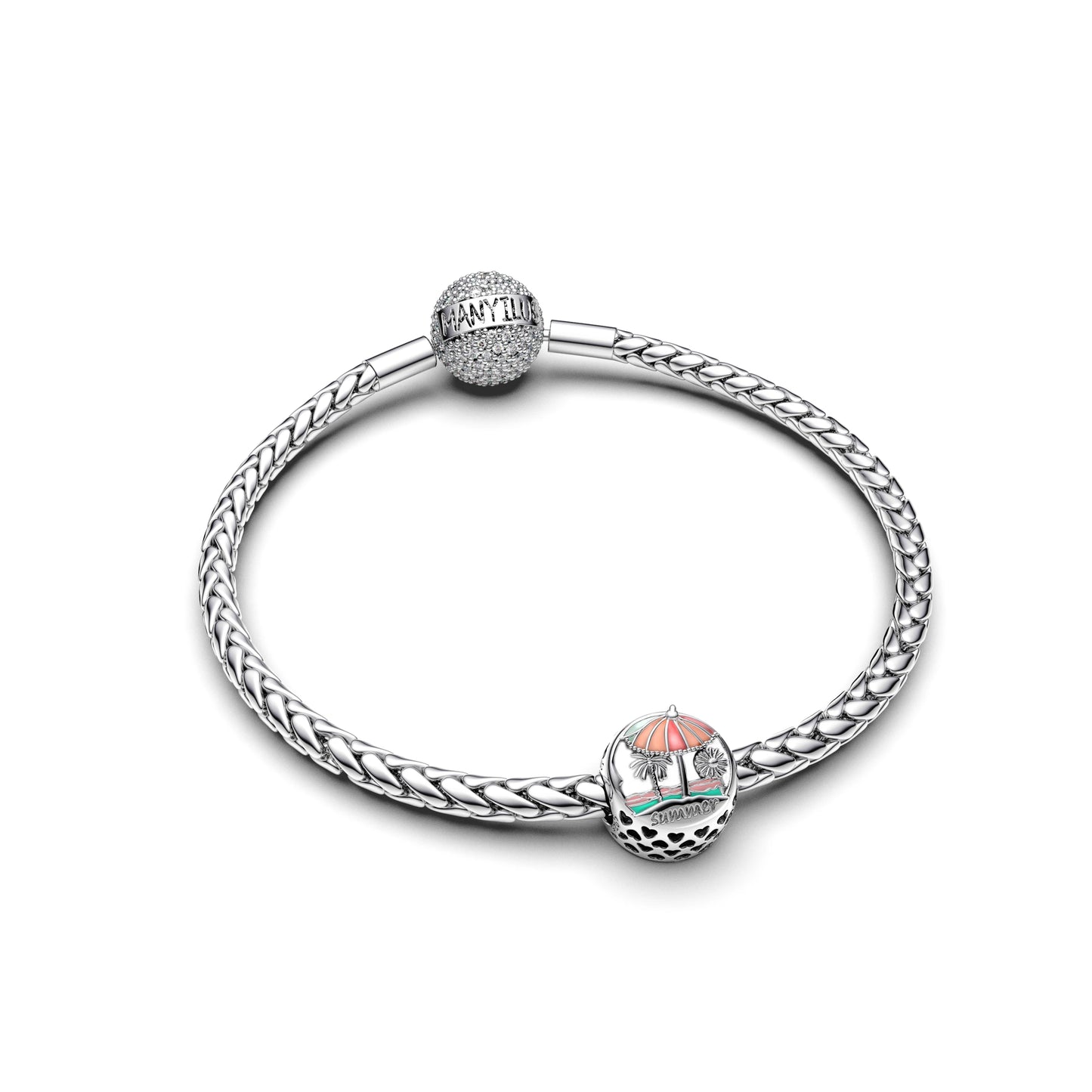 Manyilus S925 Silber Sommer Strand Charm für Original Armband, Tropischer Urlaub Schmuck Anhänger DIY, Urlaubsgeschenk am Meer