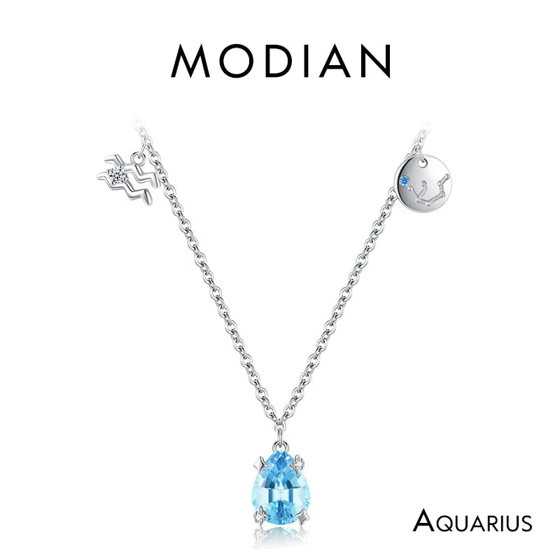 Modian 925 Sterling Silber Regenbogen Zirkonia Skorpion Geburts stein Sternzeichen Symbol Charme Anhänger Halsketten für Frauen edlen Schmuck