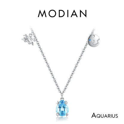 Modian 925 Sterling Silber Regenbogen Zirkonia Skorpion Geburts stein Sternzeichen Symbol Charme Anhänger Halsketten für Frauen edlen Schmuck