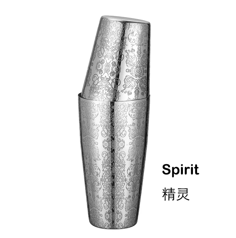 2-teiliges Boston Cocktail Shaker mit Ätzmuster, Bar-Cocktail-Shaker-Blech-Set – 800 ml und 500 ml