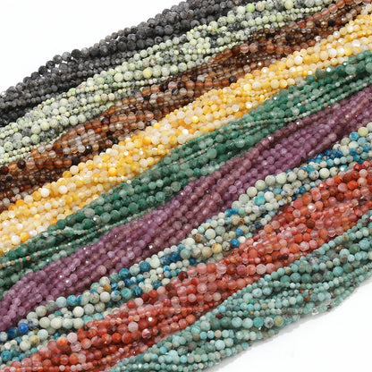 2 3 4mm natürliche facettierte Citrin Opal Jade Onyx Edelstein Perlen runde Mineral perlen für Schmuck herstellung DIY Armband Zubehör