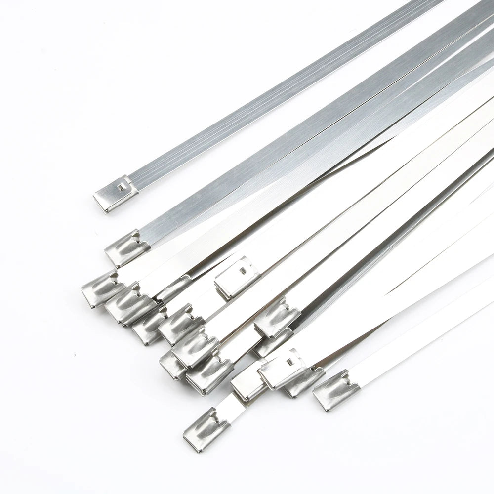 4,6 stücke 300x350mm 8mm x mm 12mm * mm verriegelnde selbstsicher nde Kabelbinder aus Edelstahl mit Reiß verschluss ss201 ss304 ss316