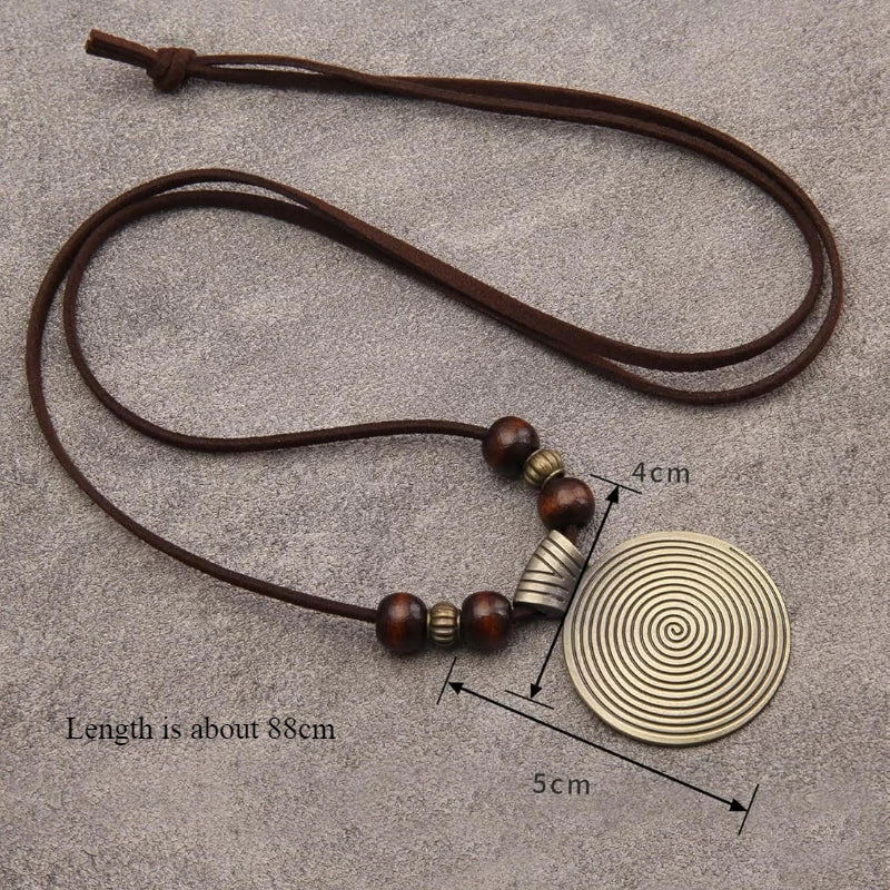 Fingerabdruck Rund Pullover Kette Legierung Böhmischen Männer Frauen Persönlichkeit Anhänger Lange Halsketten Handgemachten Schmuck