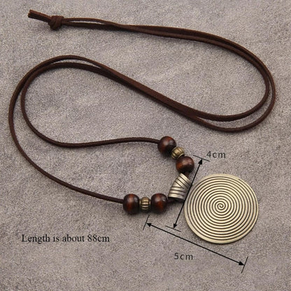 Fingerabdruck Rund Pullover Kette Legierung Böhmischen Männer Frauen Persönlichkeit Anhänger Lange Halsketten Handgemachten Schmuck