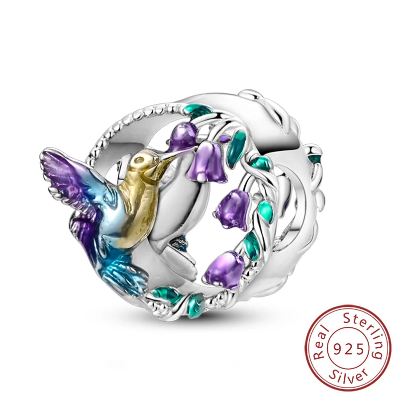 Frühling Charms Perlen Anhänger 925 Sterling Silber Blume Schmetterling Libelle Pilz Charms Fit Armband Frau Mann DIY Schmuck