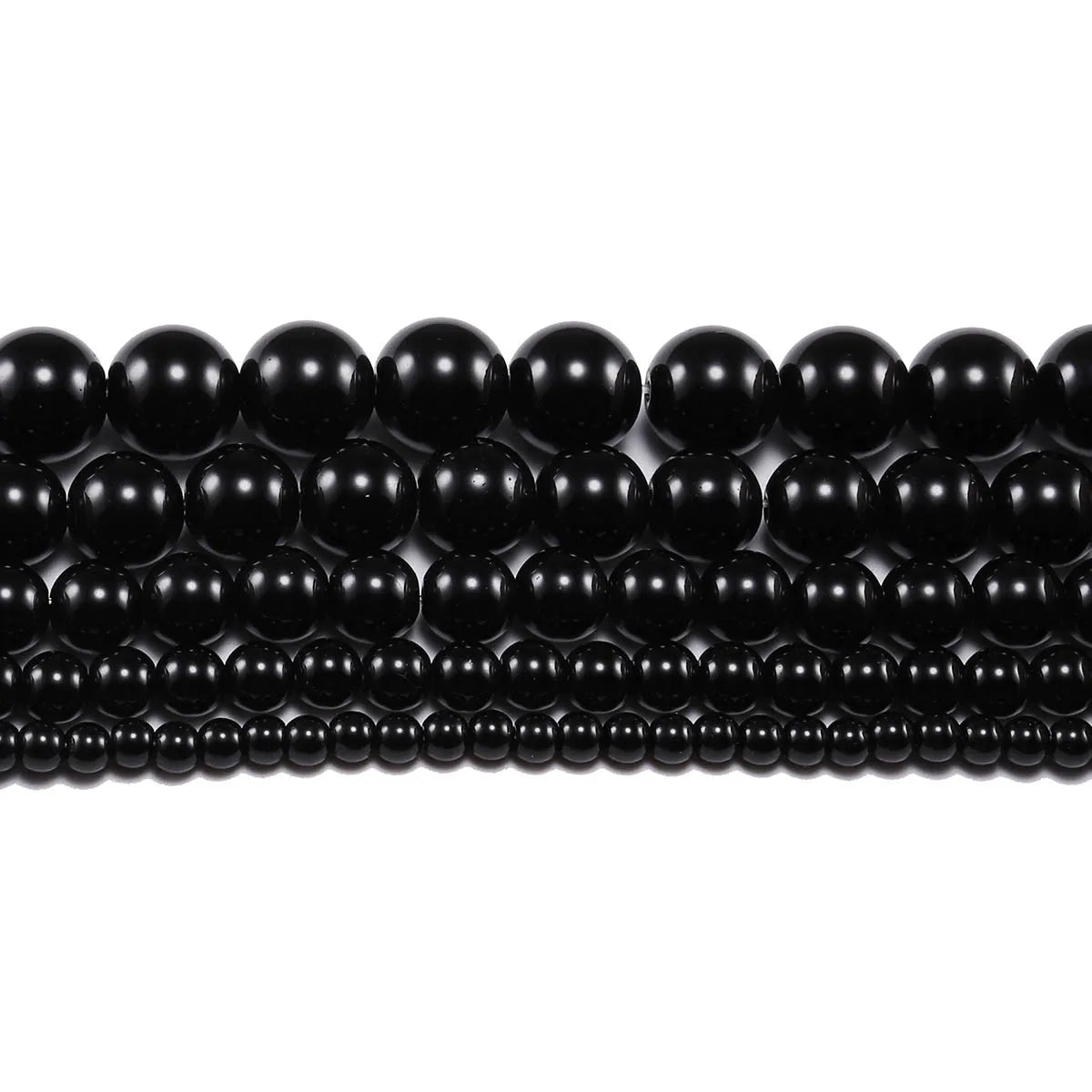 Glatte schwarze Achate Natursteinperlen für Schmuckherstellung runde Onyx lose Perlen 6 8 10 12 mm DIY Armband Halskette 15 Zoll