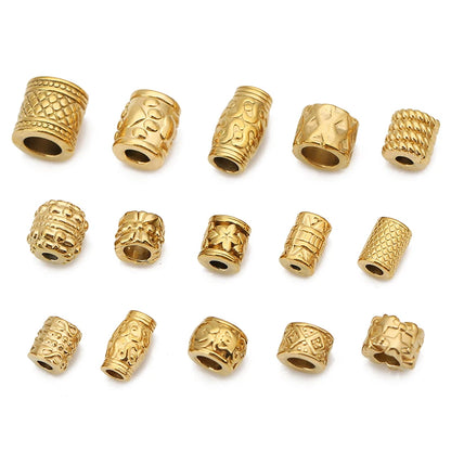 5 teile/los Edelstahl Gold Farbe Lose Rohr Große Loch Spacer Perlen für DIY Armbänder Halskette Schmuck Machen Liefert Finden