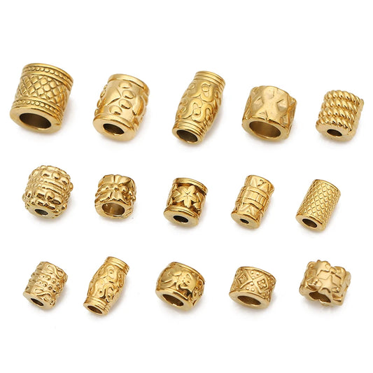 5 teile/los Edelstahl Gold Farbe Lose Rohr Große Loch Spacer Perlen für DIY Armbänder Halskette Schmuck Machen Liefert Finden