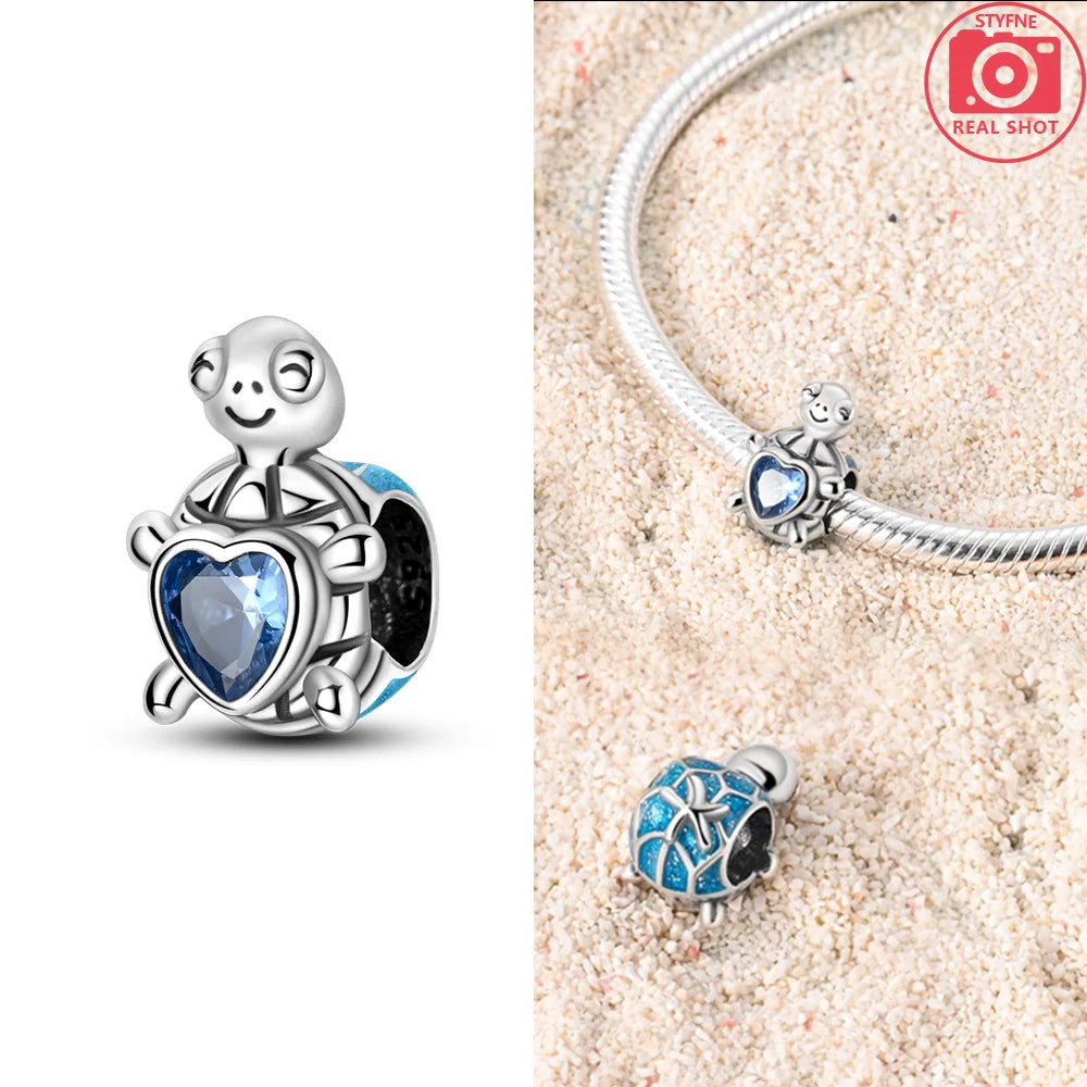 Neue Charms-Perle aus 925er-Sterlingsilber, rosa Schmetterling, leuchtende Glühwürmchen, baumelnd, passend für Armreifen, Halskette, DIY-Schmuck, Frauen-Geschenk