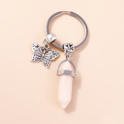 Nette Natürliche Stein Keychians Retro Silber Farbe Legierung Sonne Charms Schlüsselanhänger Frauen Männer Handtasche Anhänger Schlüssel Ketten DIY Zubehör