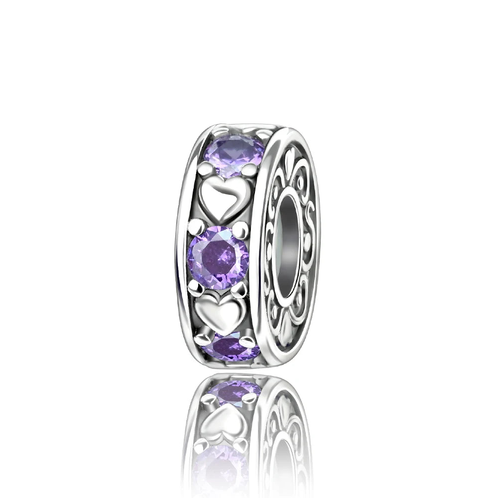 Lila Serie 925 Sterling Silber Traubenblüten Weinflasche Lebensbaum Tulpen Schnur-Dekoration Passend für DIY Armband Halskette Geschenk