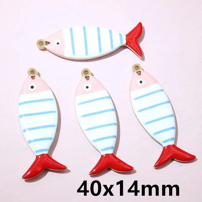 10 Stück Edelstahl Emaille Streifen Fisch Charms Anhänger 40x8/40x14mm DIY Schmuck Herstellung Zubehör für Halsketten Ohrringe