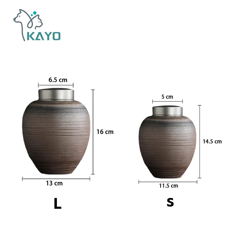Funeral urns for dogs and cats, pet in Japanese wabisabi style in loving memory, large urn for ashes, human, customizable text