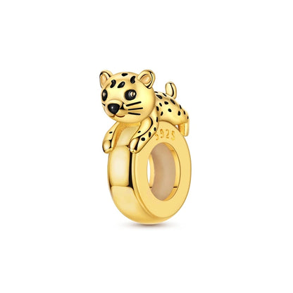 Original-Charm-Perlen aus 925er-Sterlingsilber, goldener Leopard, Glühwürmchen, Schmetterling, Heißluftballon-Perlen, passend für DIY-Armbänder, edler Schmuck