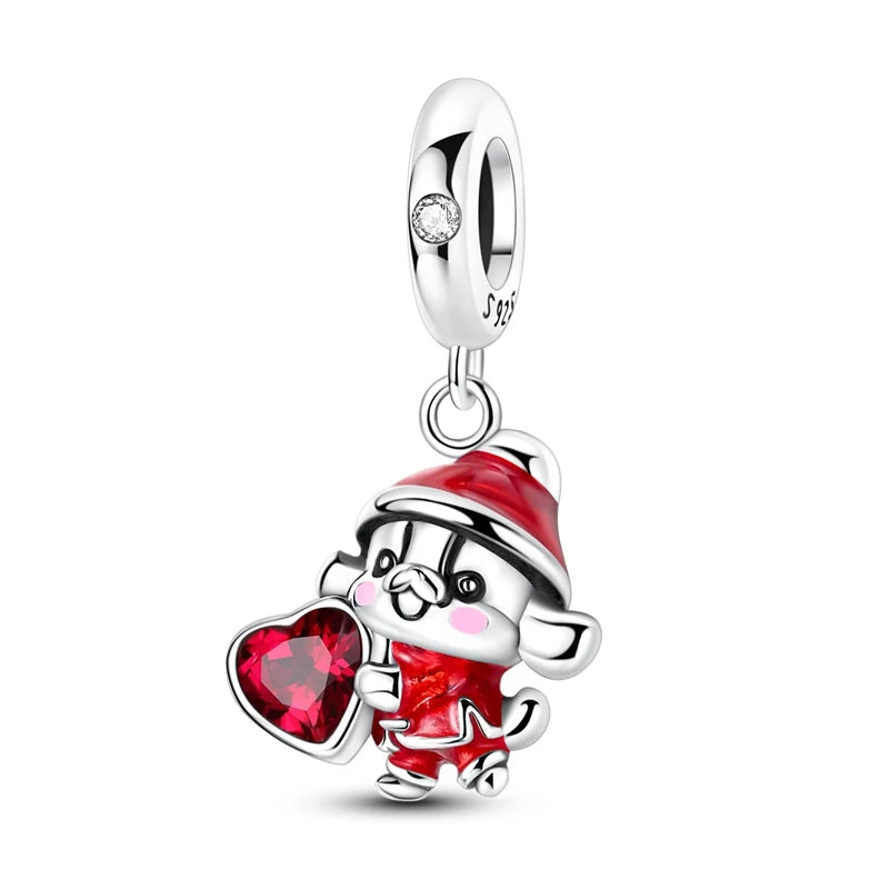 Exquisite Charm-Anhänger aus 925er-Sterlingsilber mit weißen Tigerperlen und Kaninchen-Barista-Anhänger, passend für Armbänder, niedliche Schmuck-Accessoires, Geschenke