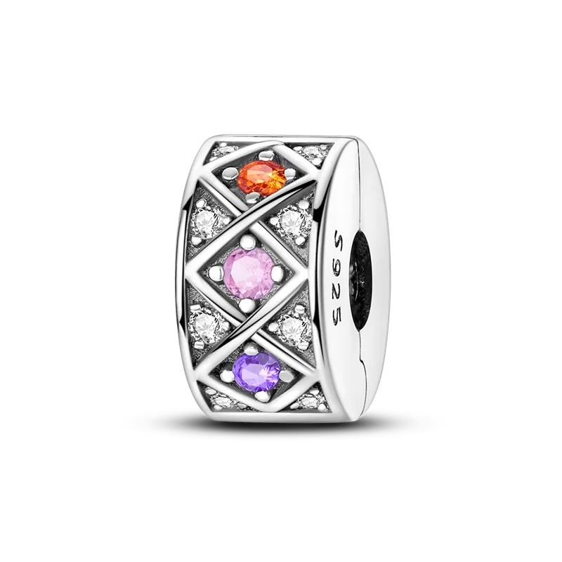 Silberverschluss, 925er-Sterlingsilber, CZ-Pflaster-Clip-Charms, Gänseblümchen-Perlen, Stopper, Sicherheitskette, passend für Original-Armreif, Schmuck-Clip