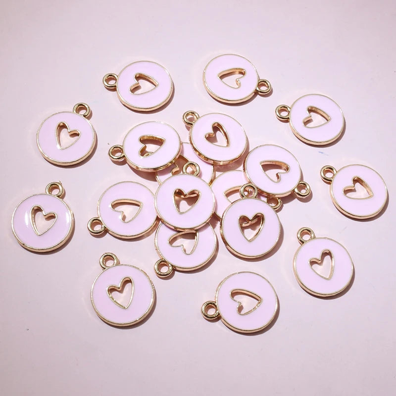 20 Stück 15 x 12 mm Emaille doppelseitig hohle Herz Charms Anhänger DIY Schmuckherstellung Zubehör für Armband Ohrringe Halskette