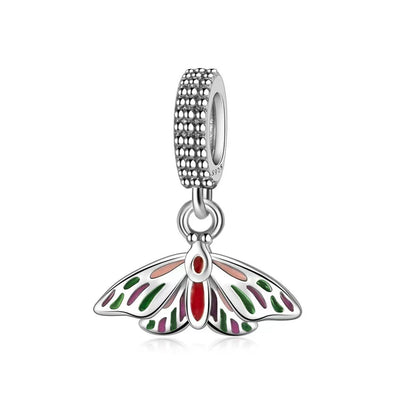 Exquisiter 925er-Sterlingsilber-Charm mit funkelndem Edelstein, Schlüssel, Blume, Schmetterling, passend für DIY-Armbänder, Halsketten, edler Schmuck, Geschenke