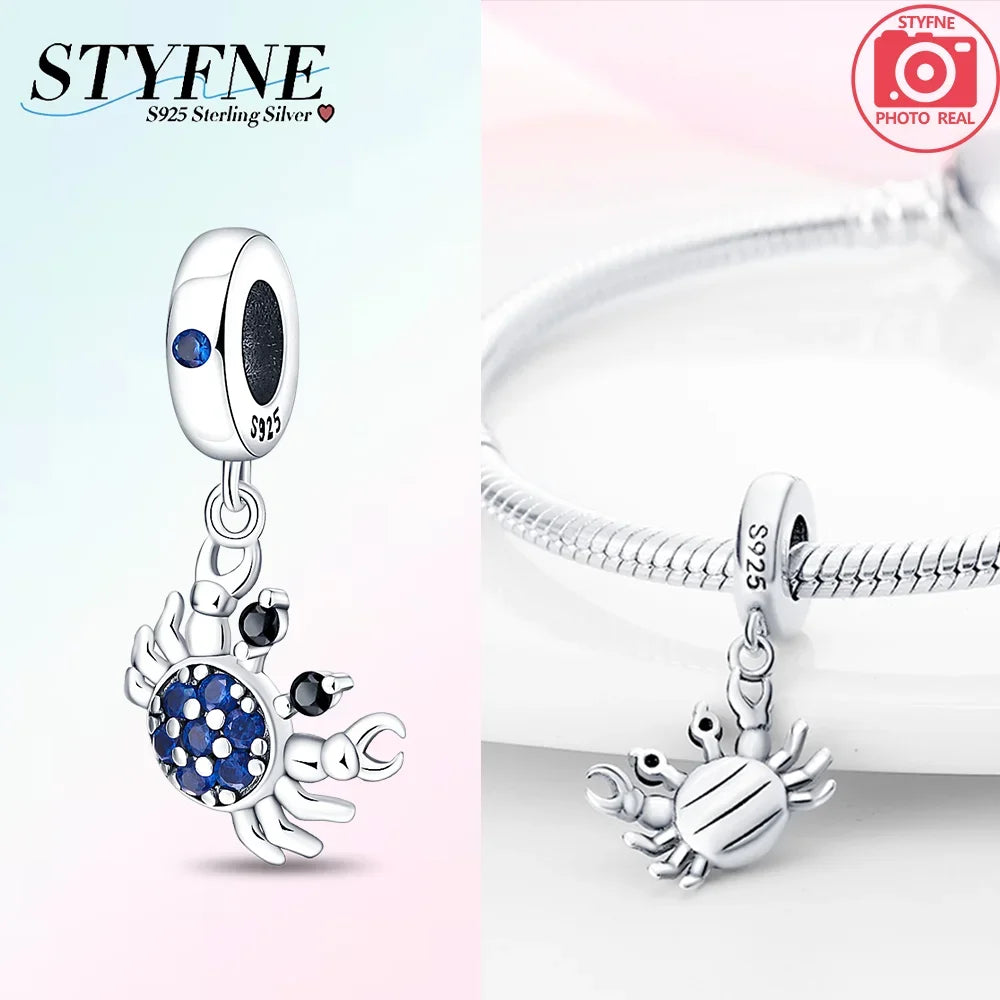 925 Silber DIY Schmuck Zubehör Zirkon Krabbe Wal Big Mouth Fisch Charms Perlen passen Original Armband Schmuckstück