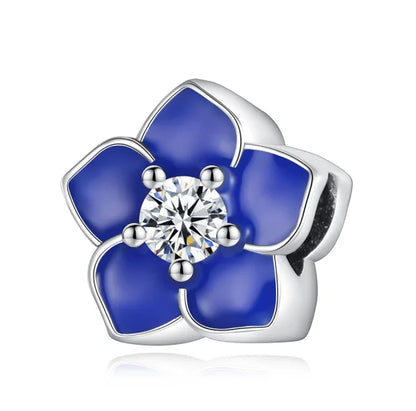 Blaue Serie 925 Sterling Silber Eidechsen-Herz Roboter Kaffee Mit Blumen Charms Passend für DIY Armband Halskette Casual Party Geschenke
