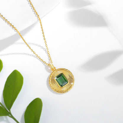 925 Silber 18k Gold Transluzenter Edelstein-Anhänger Halskette Retro Sonnenschein-Design und Modischer Schmuck für Frauen Party-Geschenke