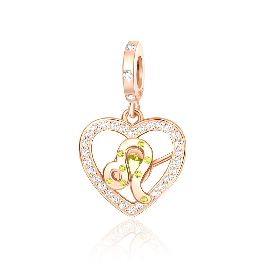 Roségold-Serie, 925er-Sterlingsilber, Zwölf Sternbilder, Halbmondkrone, High-Heel-Charm, passend für DIY-Armbänder, Halsketten, Geschenke